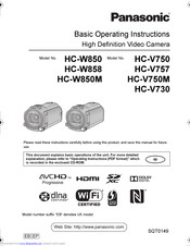 Panasonic HC-V757 Basic Operating Instructions Manual