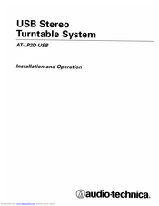 Audio Technica AT-LP2D-USB Installation And Operation Manual