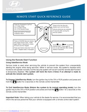 Hyundai REMOTE START Quick Reference Manual