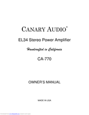 Canary Audio CA-770 Owner's Manual
