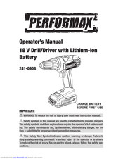 Performax 241-0908 Operator's Manual