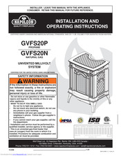 Napoleon Arlington GVFS20P Installation And Operating Instructions Manual
