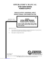 Kepco RTW 3.3-70KC Operator's Manual