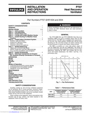 Totaline P707-SHR1504 Installation And Operation Instructions Manual