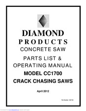 Diamond Products CC1700 Parts List & Operating Manual