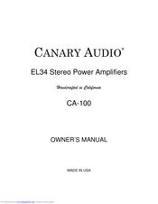 Canary Audio CA-100 Owner's Manual