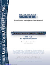 Broadcast Tools ADMS 44.22 Installation And Operation Manual
