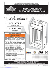 Napoleon Park Avenue GD82PT-PA Installation And Operating Instructions Manual