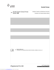 ITT ICB Installation, Operation And Maintenance Instructions