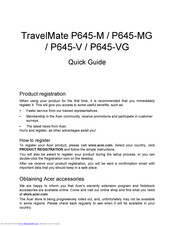 Acer TravelMate P645-VG Quick Manual