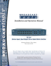 Broadcast Tools SS 16.4 Installation And Operation Manual