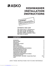 Asko D3530FI Installation Instructions Manual