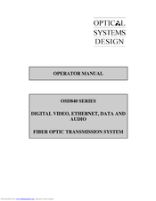 Optical Systems OSD840R Operator's Manual
