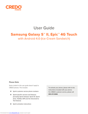 Samsung Sprint Galaxy S II Epic 4G Touch User Manual