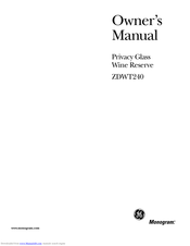 Monogram ZDWT240 Owner's Manual