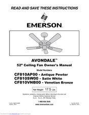 Emerson AVONDALE CF810SW00 Owner's Manual