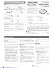 Panasonic SLSX500 - PORT. COMPACT DISC Operating Instructions Manual