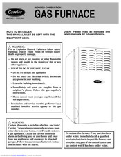 Carrier INDUCED-COMBUSTION GAS FURNACE Quick Manual