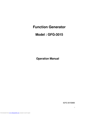 Good Will Instrument GFG-3015 Operation Manual