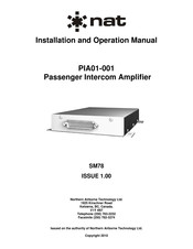 nat PIA01-001 Installation And Operation Manual