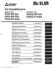 Mitsubishi Electric Mr.Slim PU(H)-P-GAA Operation Manual