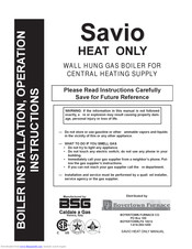 Savio Heat Only Installation & Operation Instructions