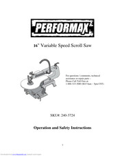 Performax 240-3724 Operation And Safety Instructions