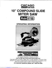Chicago Electric 41168 Operating Information Manual