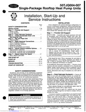 Carrier 50TJQ006 Installation, Start-Up And Service Instructions Manual