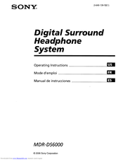 Sony MDR-RF6000 Operating Instructions Manual