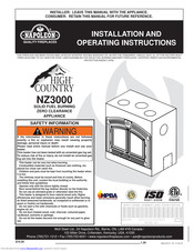 Napoleon NZ3000 Installation And Operating Instructions Manual