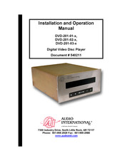 Audio International DVD-201-03-1 Installation And Operation Manual