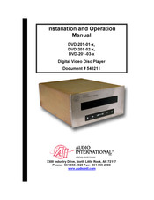 Audio International DVD-201-02-1 Installation And Operation Manual