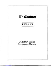 Genther SPH-5E Installation And Operation Manual