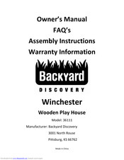 Backyard Discovery Winchester 36111 Owner's Manual