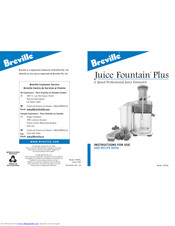 Breville Juice Fountain Plus JE95XL Instructions For Use And Recipe Book