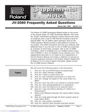 Roland JV-2080 Supplemental Notes