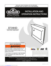 Napoleon EF39HD Installation And Operation Instructions Manual