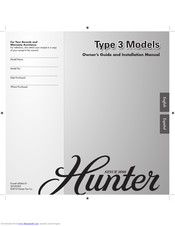 Hunter Type 3 Models Owners And Installation Manual