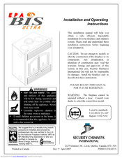 Security Chimneys International EPA BIS ULTRA Installation And Operating Instructions Manual