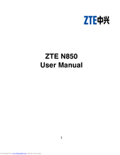Zte N850 User Manual