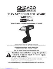 Chicago Electric 96448 Set Up And Operating Instructions Manual