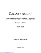 Canary Audio CA-330 Owner's Manual