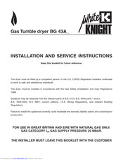 White Knight BG 43A Installation And Service Instructions Manual