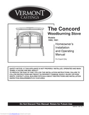 Vermont Castings Concord 1660 Installation And Operating Manual