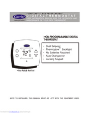 Carrier NON-PROGRAMMABLE DIGITALTHERMOSTAT Owner's Manual