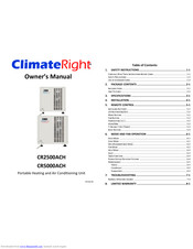 ClimateRight CR2500ACH Owner's Manual