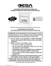 Desa VTGF33NRB Owner's Operation And Installation Manual
