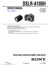 Sony DSLRA100H - Alpha A100H 10.2MP Digital SLR Camera Service Manual