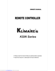 Klimaire KSIN Series Owner's Manual